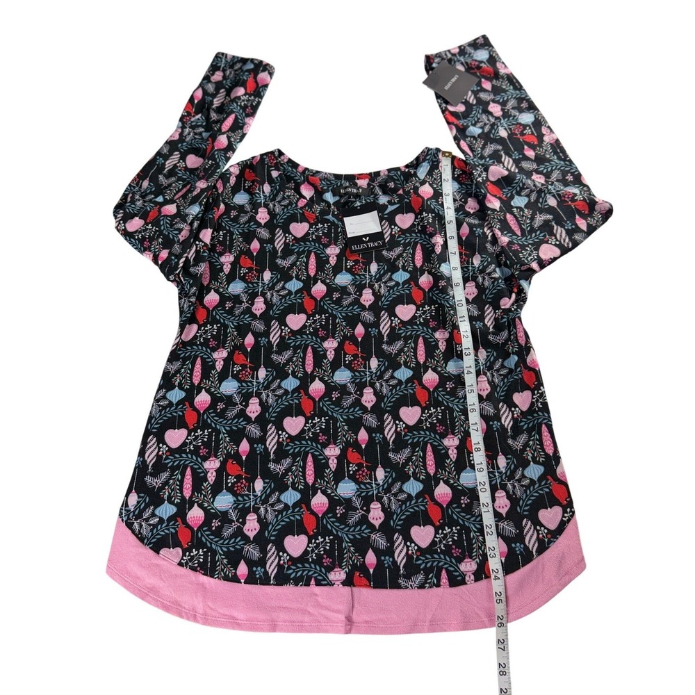 Ellen Tracy Womens Size Large 2-Piece Pajama Set Black Christmas Cardinal NWT - Picture 2 of 12
